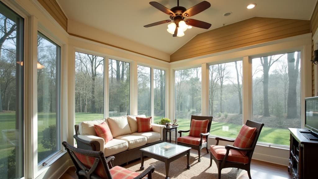 Four-season insulated sunroom on a Long Island colonial